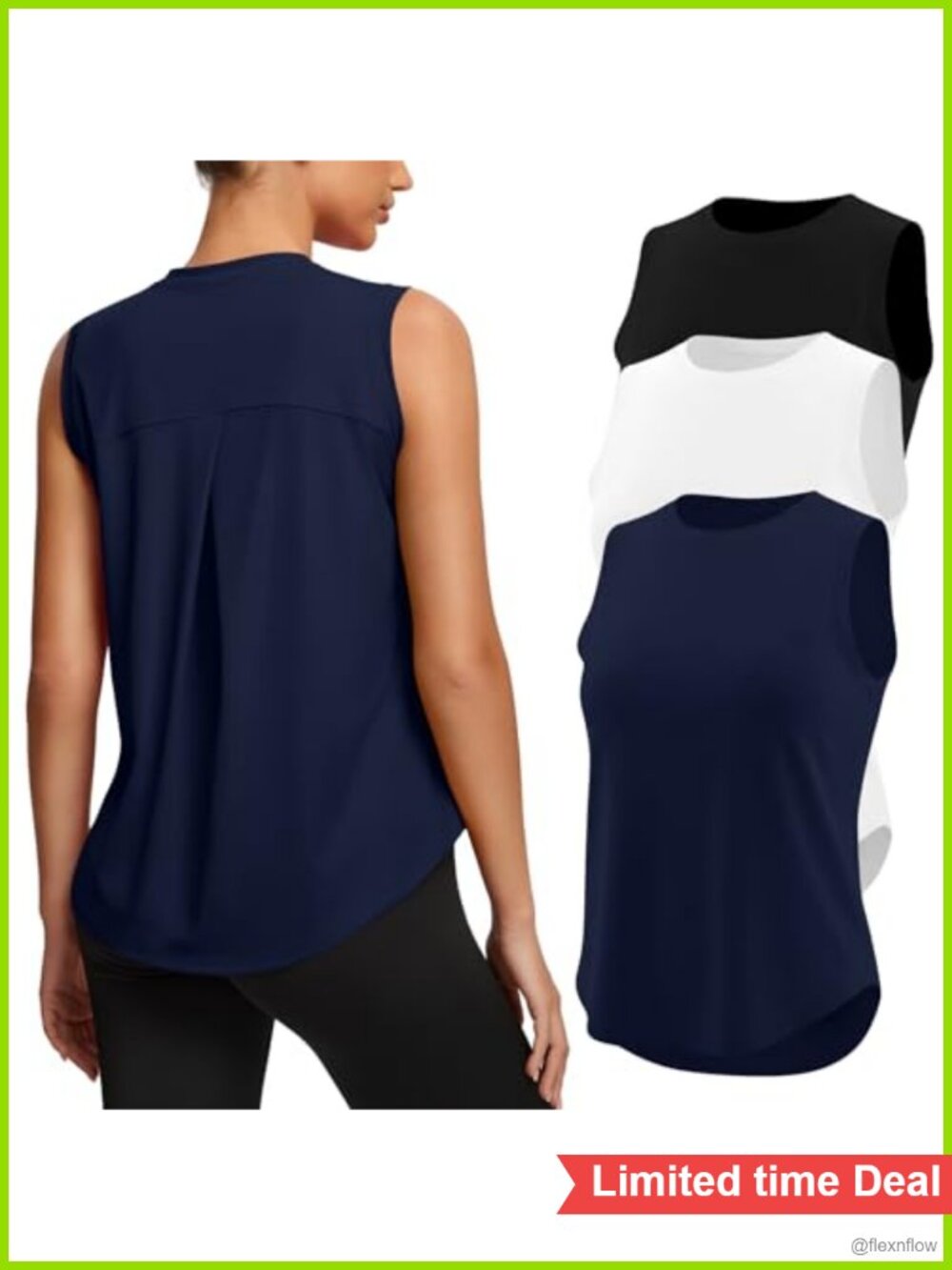 3 Pack Workout Tops Women Sleeveless Yoga Tank High Neck Loose Fit